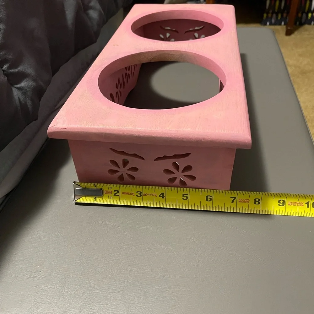 Pink Wooden Pet Bowl Stand